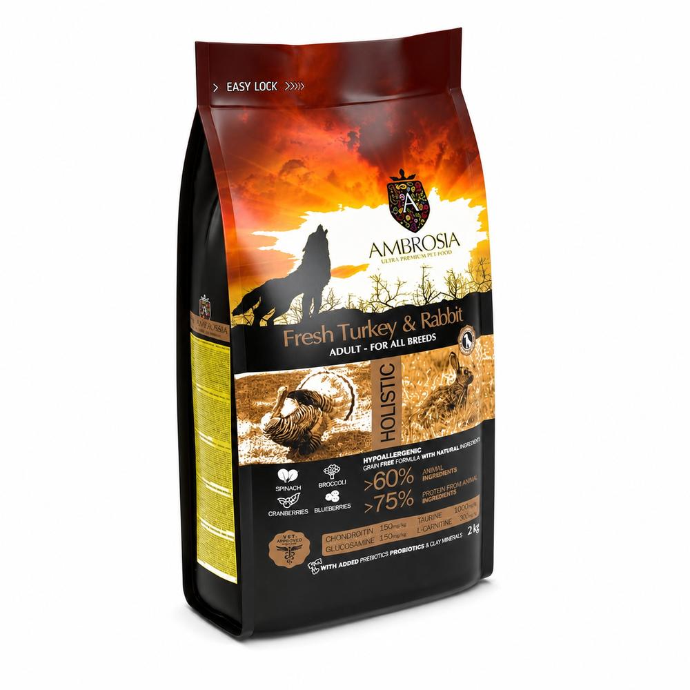 Ambrosia Classic Hundafóður Adult Sensitive – Fresh Kalkúnn & Kanína 12Kg
