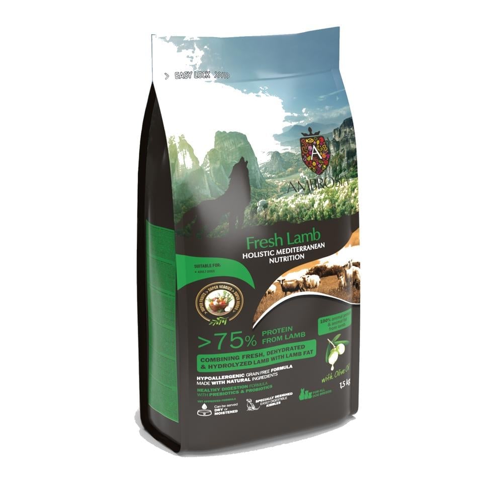 Ambrosia Mediterranean Hundafóður Adult – Ferskt Lamb 5Kg