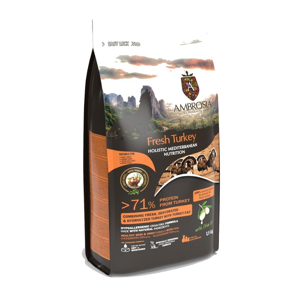 Ambrosia Mediterranean Hundafóður Senior Light – Ferskur Kalkúnn 5Kg