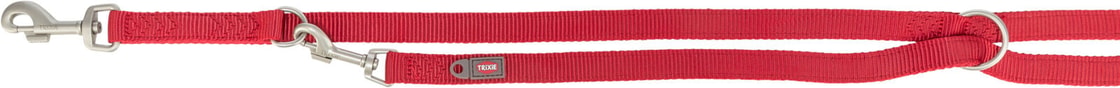 Trixie Premium tvöfaldur stillanlegur taumur – rauður, XS–S 2 m/15 mm