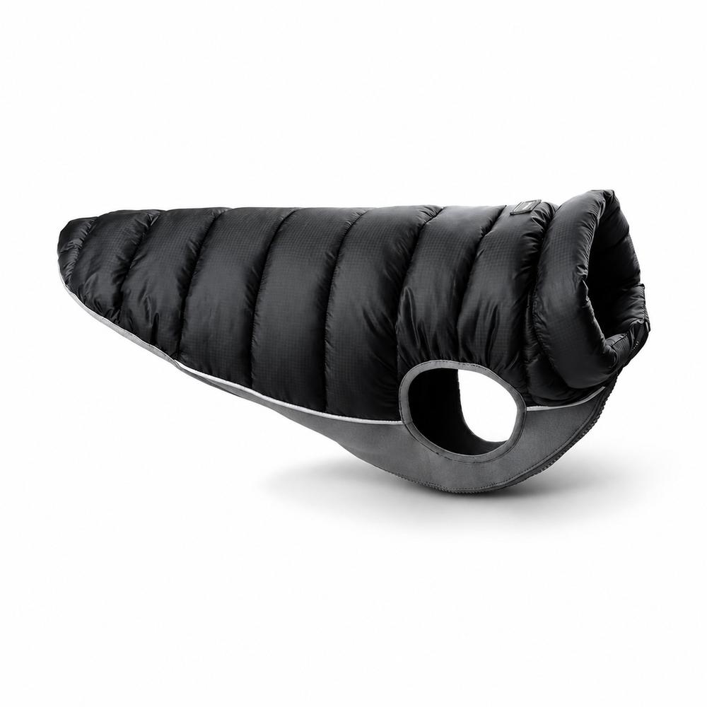 Dúnúlpa fyrir hunda – svört/grá, 45 cm