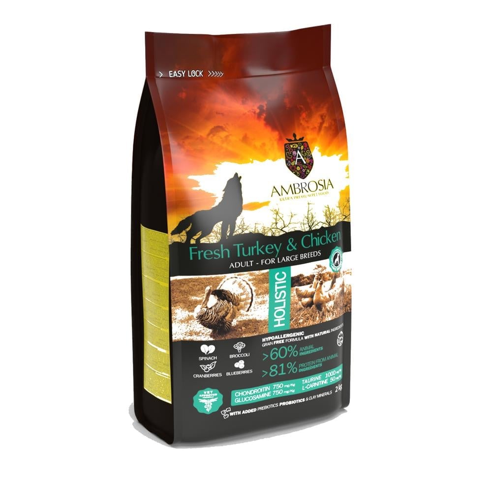 Ambrosia Classic Hundafóður Adult Large Breeds – Ferskur Kalkúnn & Kjúklingur 12Kg
