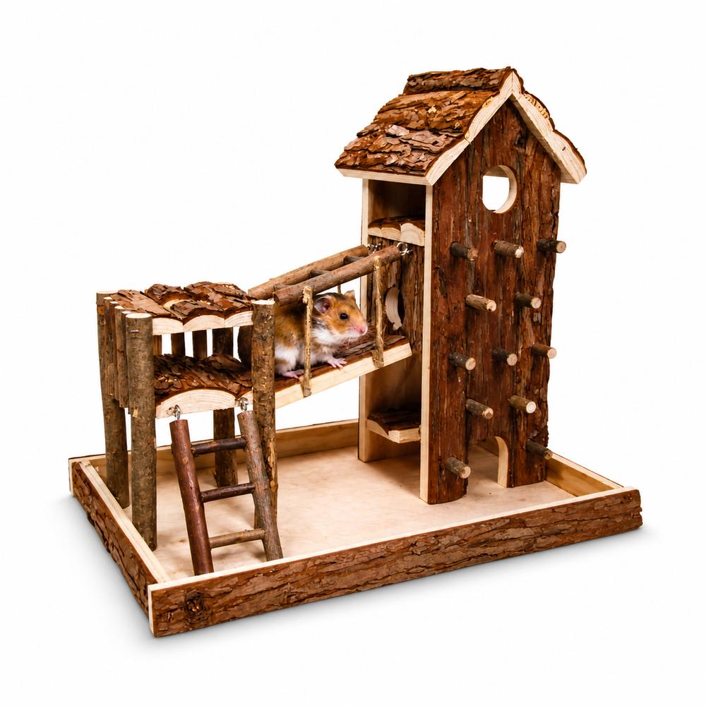Trixie Birger hamstraleikvöllur úr berki – 36 × 33 × 26 cm