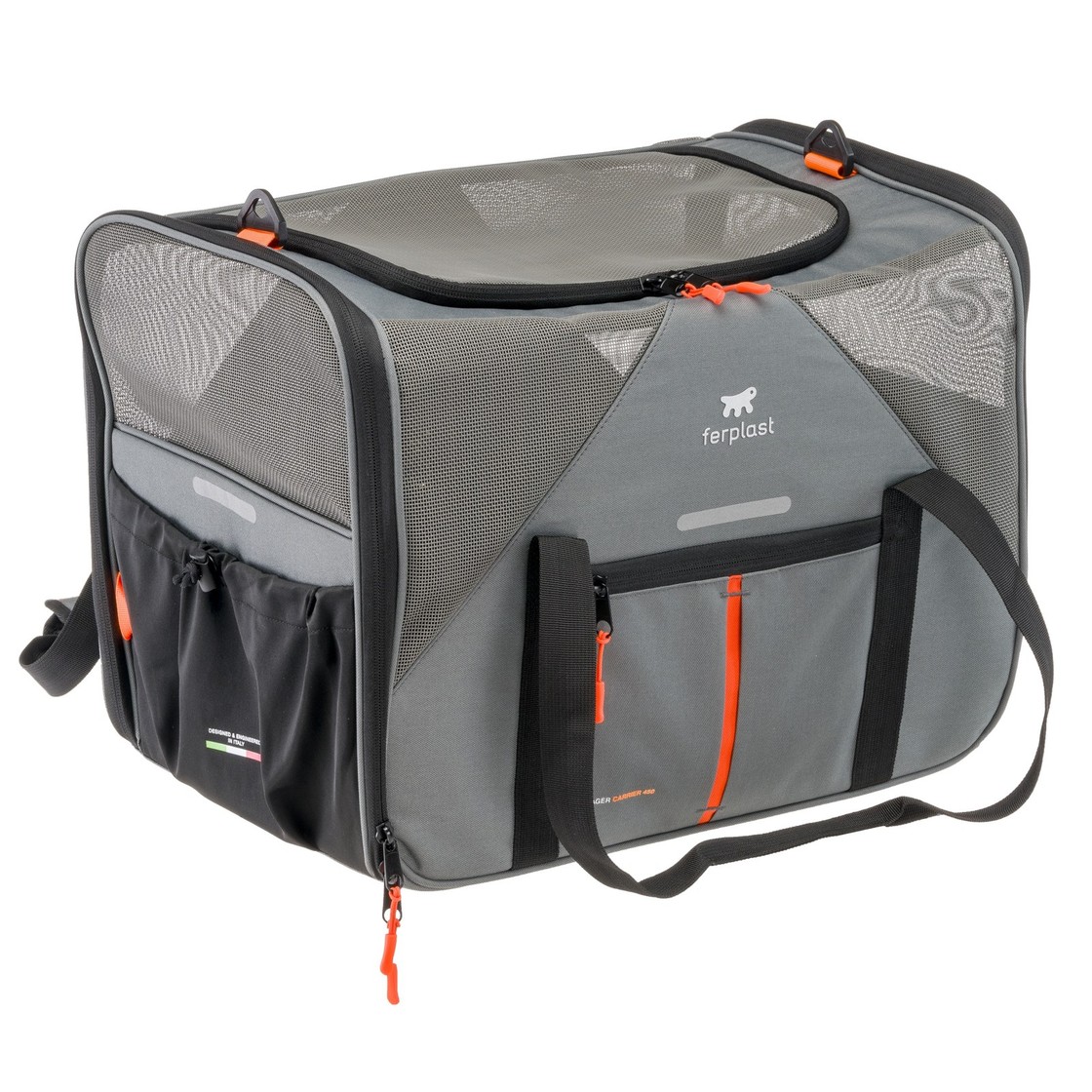 Ferplast burðartaska fyrir ketti og hunda Voyager Carrier 450 – grá, 50 × 33 × 37 cm