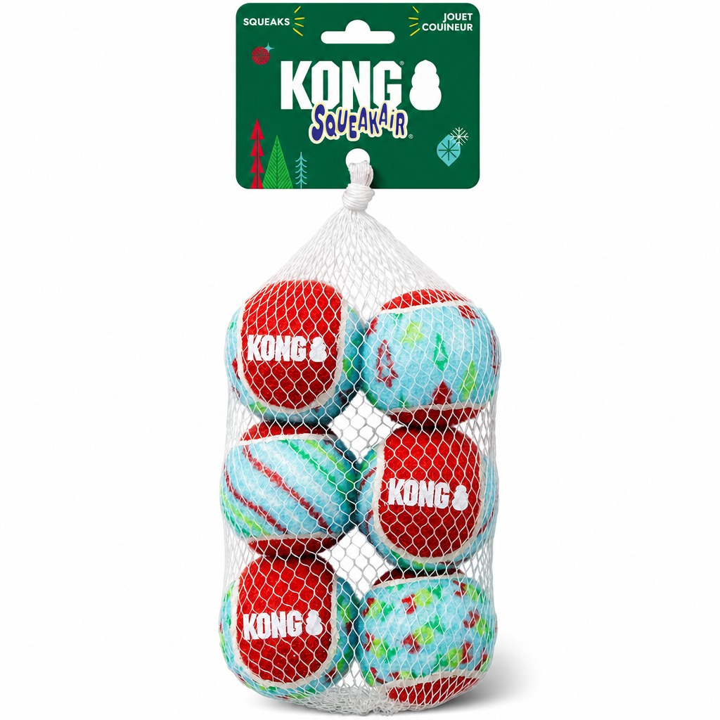 KONG Holiday SqueakAir Tennisballs 6pk –