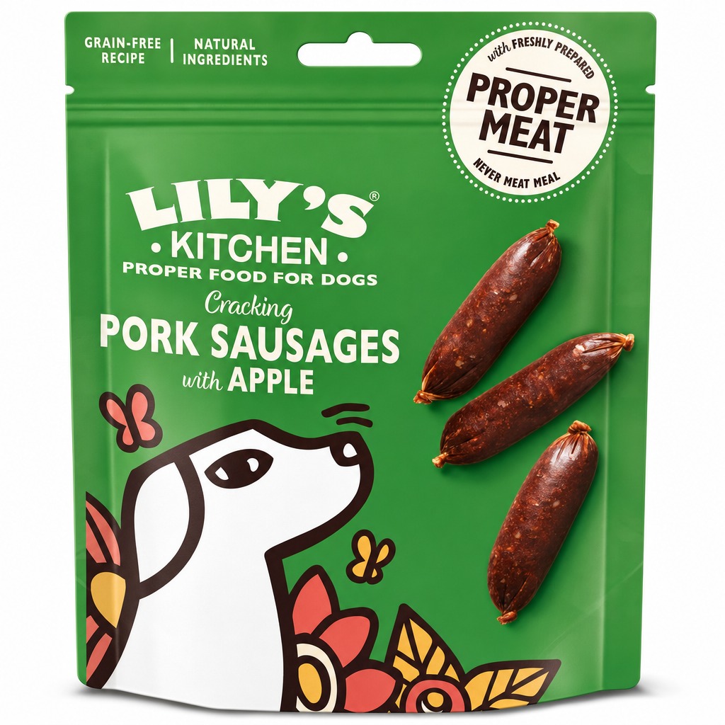 Lily’s Kitchen hundanammi – svínapylsur með epli, 70 g