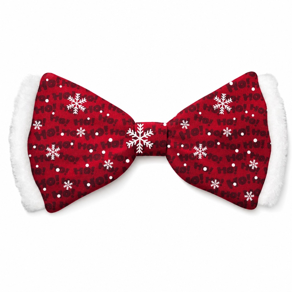 Bow Tie Xmas Satin Red Ho Ho Dog M