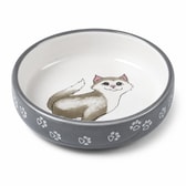Bowl flat cat/paws cer.0.3 l/15cm grey – mynd 1