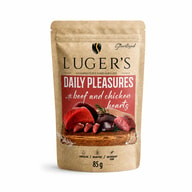 Luger’s Daily Pleasures blautfóður fyrir ketti – Nautakjöt og kjúklingahjörtu, 85 g