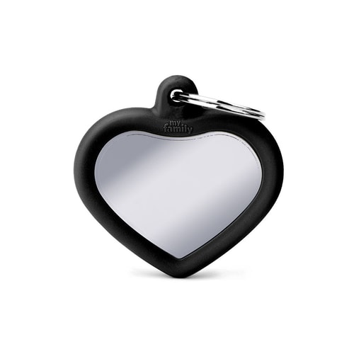 Heart Chrome Plated Brass Black Rubber
