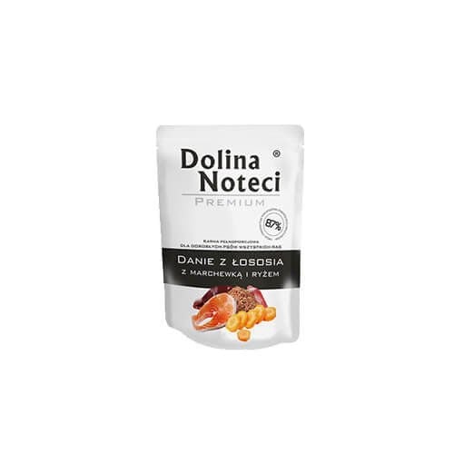 Dolina Noteci Premium Stew hundamatur – lax, gulrætur og brún hrísgrjón, 300 g