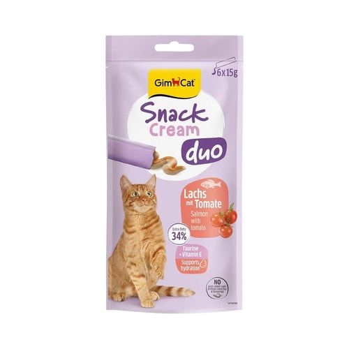 GimCat – Snack Cream Duo Salmon & Tomato 6 X 15G