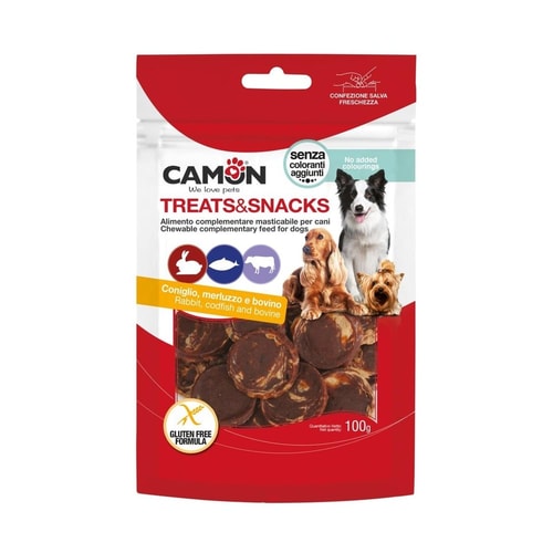 Camon hundanammipeningar – kanína, þorskur og nautahúð, 100 g