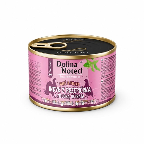 Dolina Noteci Pate & Fillet blautmatur fyrir ketti – kalkúnn, kornhæna og grænt te, 185 g