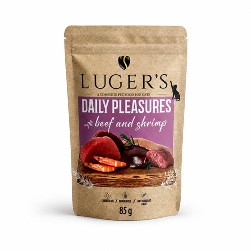 Luger’s Cat Daily Pleasures – Nautakjöt og Rækja 85g