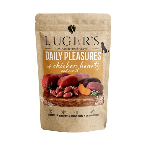 Luger’s Dog Daily Pleasures – Kjúklingahjörtu og Gulrót 500g