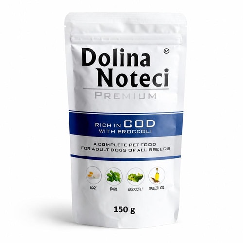 Dolina Noteci Dog Premium Rich In – þorskur með brokkólí, 150 g