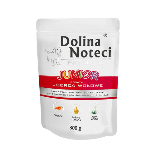 Dolina Noteci Junior Dog Premium Ríkt af – Nautahjörtu 300 g