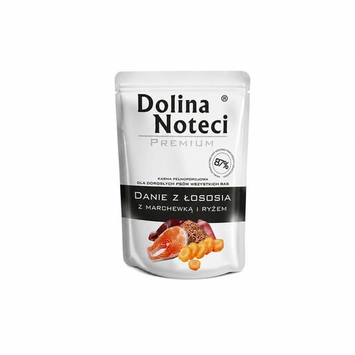 Dolina Noteci Premium Stew hundamatur – lax, gulrætur og brún hrísgrjón, 300 g