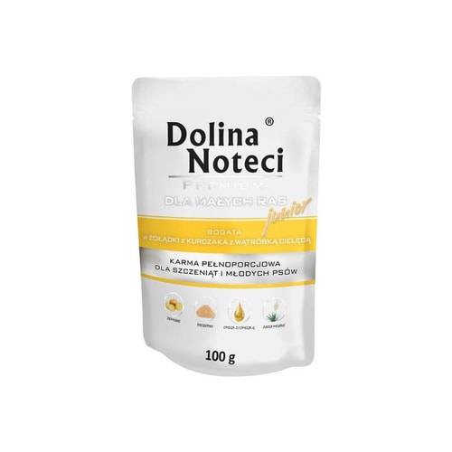 Dolina Noteci Dog Junior – kjúklingahjörtu og kálfalifur, 100 g