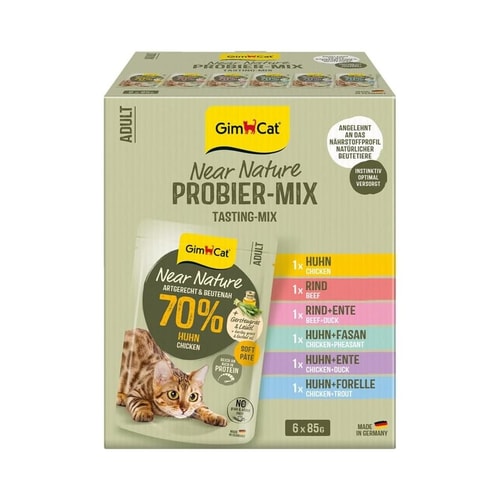 GimCat Near Nature blautmatur fyrir ketti – blanda, 6 × 85 g