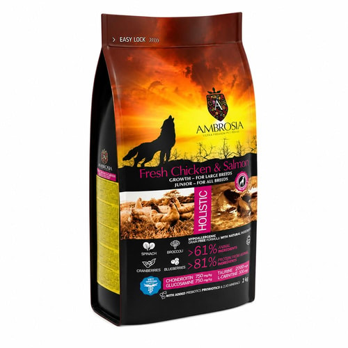 Ambrosia Classic Hvolpafóður Large Breeds – Ferskur Kjúklingur & Lax 12Kg