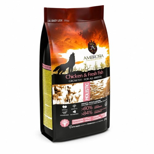 Ambrosia Classic Hvolpafóður All Breeds – Kjúklingur & Ferskur Fiskur 6Kg