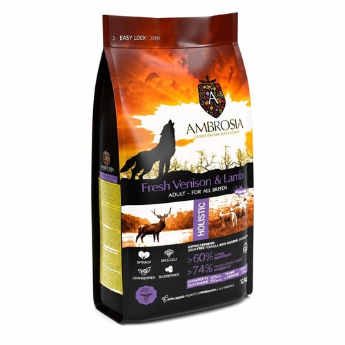 Ambrosia Classic Hundafóður Adult – Fersk Villibráð & Lamb 12Kg