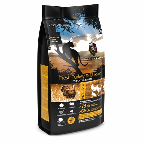 Ambrosia Classic Kattafóður Kettlingar/Fullorðnir – Ferskur Kalkúnn & Kjúklingur 1.5Kg