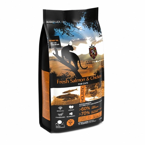 Ambrosia Classic Kattafóður – Ferskur Lax & Kjúklingur 1.5Kg