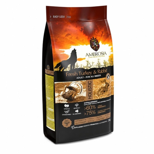 Ambrosia Classic Hundafóður Adult Sensitive – Fresh Kalkúnn & Kanína 2Kg