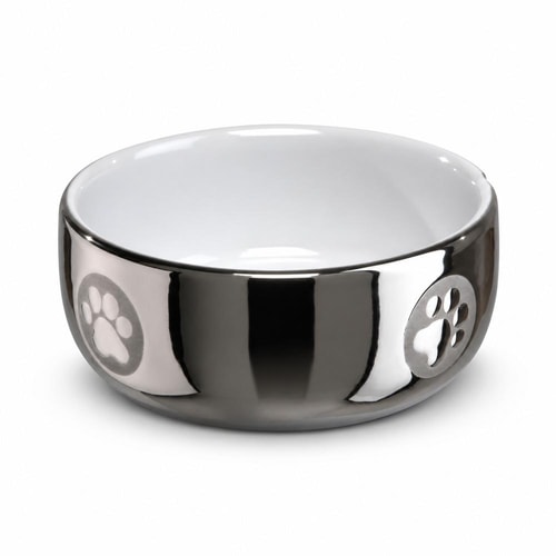 Keramik skálk 0.3 l/ø 11 cm, silver/whit