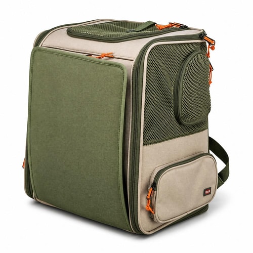 Trixie Rocco bakpoki – beige/grænn, 40×42×30 cm