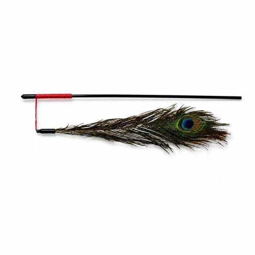 Playing rod with peacock feather, 47 cm