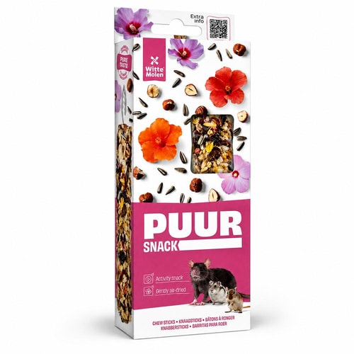 PUUR góðgætisprik – heslihneta og hibiscus, 2 stk/90 g
