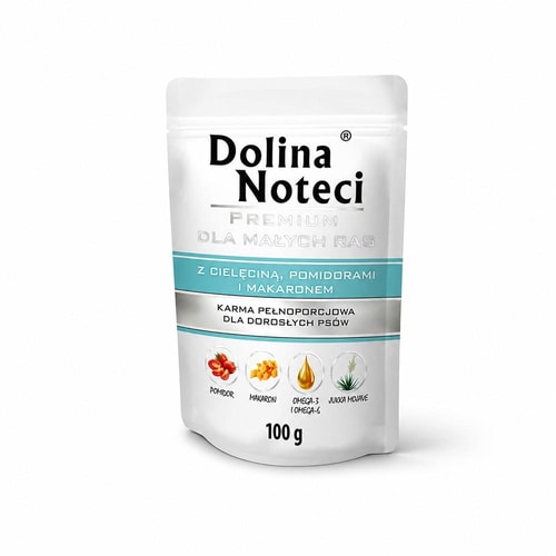 Dolina Noteci hundamatur – kálfakjöt, tómatar og pasta, 100 g