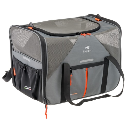 Ferplast burðartaska fyrir ketti og hunda Voyager Carrier 450 – grá, 50 × 33 × 37 cm