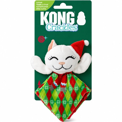 KONG Holiday Crackles Santa Kitty Argyle