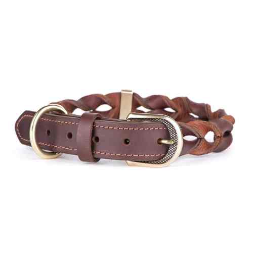 Collar 42-50 Cm Leather Brown Ascot