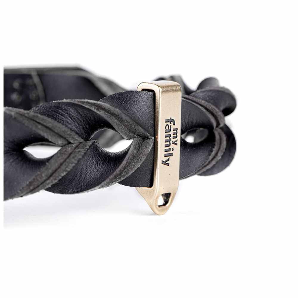 Collar 42-50 Cm Leather Black Ascot