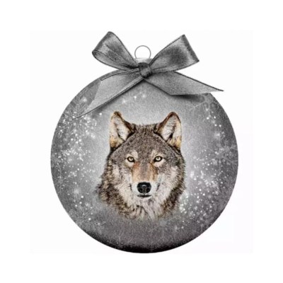 Bauble Xmas Frosted Cl Wolf