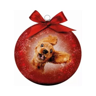 Bauble Xmas Frosted Cl Crazy Dog