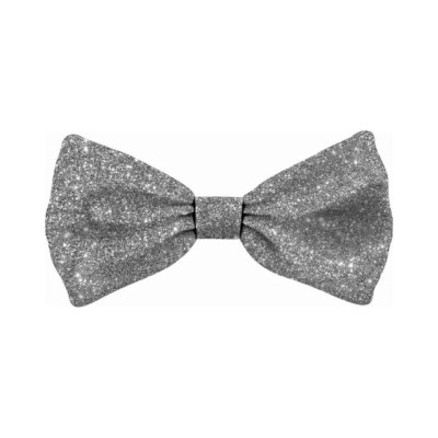 Bow Tie Xmas Glitter Silver Dog M