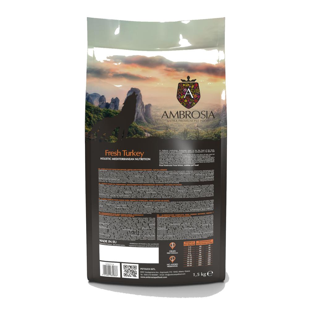 PE832873|20000 Ambrosia Mediterranean Hundafóður Senior Light - Ferskur Kalkúnn 5Kg