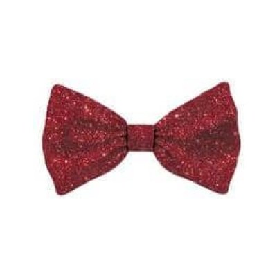 Bow Tie Xmas Glitter Red Dog L