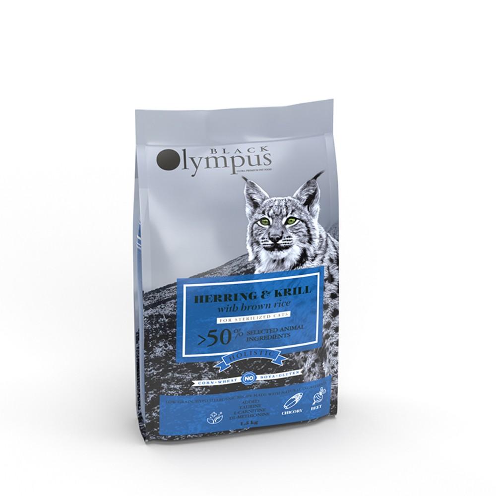 PE707910|10000 Black Olympus Low Grain Kattafóður Síld & Ljósáta 1.5Kg